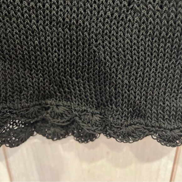 Vintage Black leather & Knit V-neck sweater Sz.M NWT - Picture 4 of 5